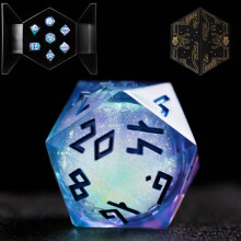 HEIMDALLR Liquid Core Ternings?t med det f?rste LED Display-etui - 7-PC h?ndmalet Sharp Edge DND-ternings?t med gave-terning?ske - Resin Dungeons