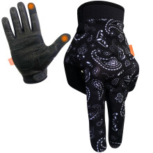Saints of Speed ??Motorhandschoenen met knokkelbescherming Leren handpalmen + telefoongeschikte vingertoppen (zwart paisley medium)