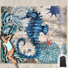 Hiwoss Stranddeken Waterdicht Zandvrij XXL 95"x80", Zandvrije Strandmat met Hoekzakken, Draagbare Mesh Tas