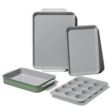 Caraway Nonstick Ceramic Bakeware Set (5 Pieces) - Baking Sheets Assorted Baking Pans & Storage - Aluminized Steel Body - Non Toxic PTFE & PFOA Fre