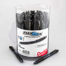 Pentel EnerGel-X einziehbarer Gelstift (0,7 mm) Med. Line Black Ink 72-PK Kanister (BL107PC72A)