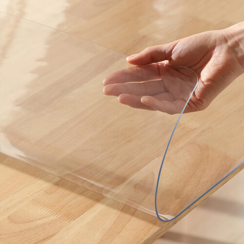 Clear Table Protector 22 x 60 Inch 1.5mm Thick Plastic Table Cover Protector Waterproof PVC Clear Tablecloth Protector Pad Rectangular Vinyl Desk P 1