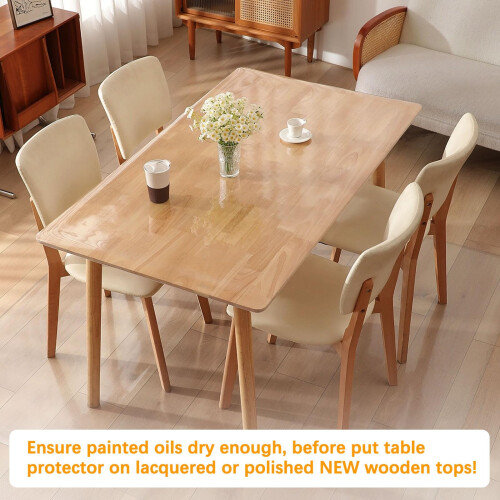 Clear Table Protector 22 x 60 Inch 1.5mm Thick Plastic Table Cover Protector Waterproof PVC Clear Tablecloth Protector Pad Rectangular Vinyl Desk P 2