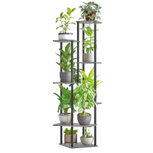 FONHAYE Hoge plantenstandaard binnen 7-laags moderne plantenplank voor meerdere planten hout metaal bloemenhouder voor woonkamer balkon slaapkamer ei