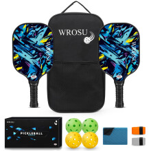 WROSU Juego de 2 paletas de Pickleball de fibra de carbono | 2024 Equipo aprobado por USAPA con accesorios | Juego de raquetas de Pickleball de f