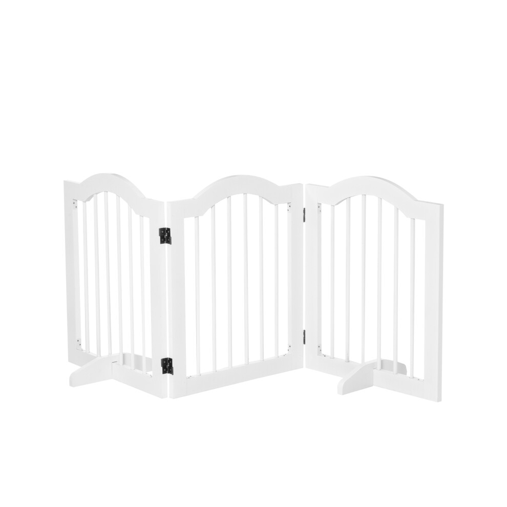 Wooden Dog Fence 3 Panels Freestanding Support Feet Safety Barrier for Pets White Easy to Install-image-OPC-PMDXGGS-NEW