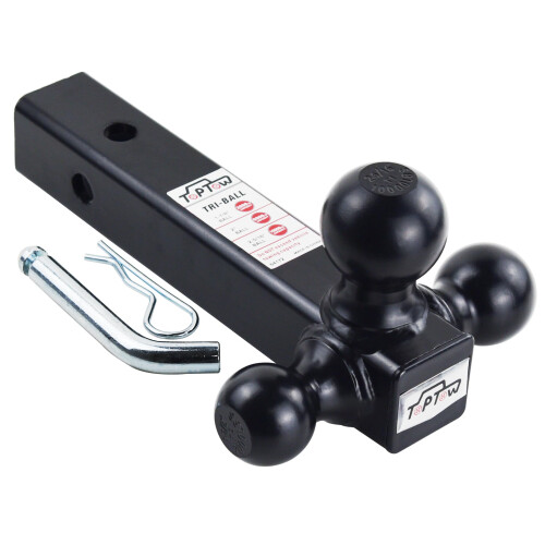 TOPTOW 64173HP Suporte de Reboque Tri Bola com Pino de 5/8 polegadas, Bolas Cromadas, Para Receptores de 2 polegadas