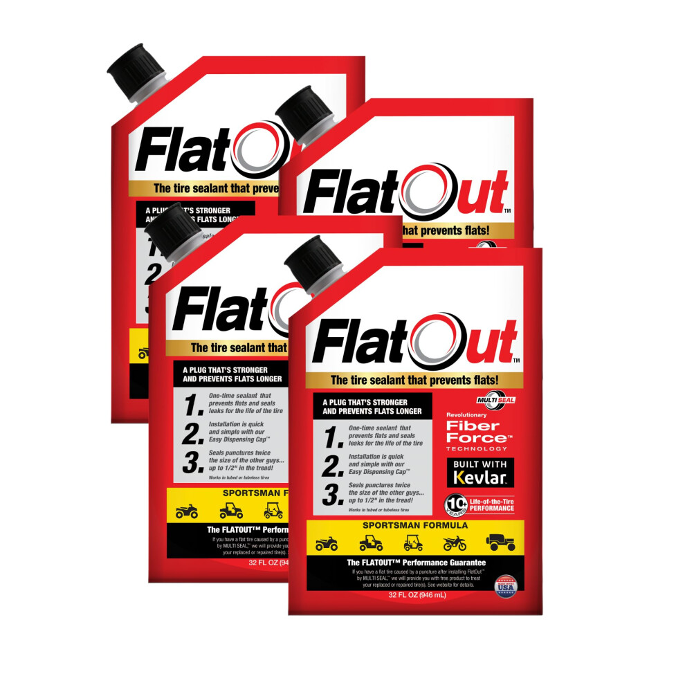 Flat Out Off Road Tire Sealant Sportsman Formula Prevents Flat Tires Fix A Flat Tire Seals Leaks Contains Kevlar 32 Ounce Bag 4-Pack 707986201345