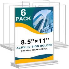Soporte para carteles de acrνlico resistente, 8,5 x 11, soporte para carteles de mesa de exhibiciσn de acrνlico transparente de doble cara, sopor