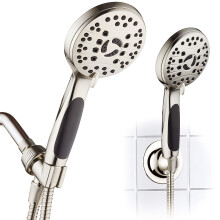 AquaSpa Pommeau de douche de luxe haute pression  6 rglages  Tuyau en acier inoxydable de 1,8 m  Jets anti-obstruction  Poigne antidrapant