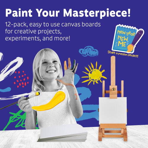 Artlicious Lona para Pintura - Pacote de 12, 5 x 5 Polegadas Lonas Brancas em Branco 1