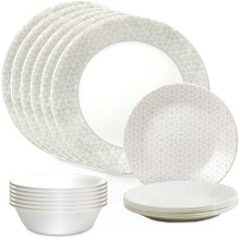 Corelle Vitrelle 18 Piece Glass Dinnerware Sets Service for 6 Triple Layer Chip & Crack Resistant Glass Plate and Bowl Sets Knox