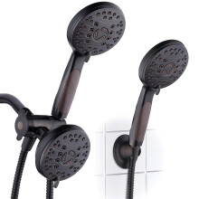 AquaSpa Combo 3 voies de luxe haute pression 48 modes  Double pomme de douche  pluie et  main  Tuyau en acier inoxydable de 1,8 m  Poigne a