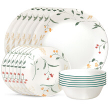 Corelle Vitrelle 18 Piece Glass Dinnerware Sets Service for 6 Triple Layer Chip & Crack Resistant Glass Plate and Bowl Sets Wildflower