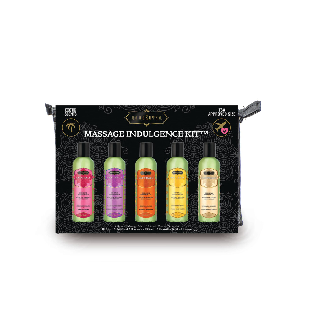 Kama Sutra Massage Indulgence Kit Five Massage Oils - Fragranced With Essential Oils Massage Oil For Body - Sensual Massage Couples Women Men Wife