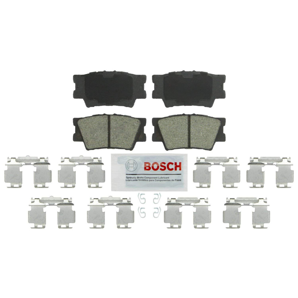 Bosch Be1212h Blue Ceramic Disc Brake Pad Set With Hardware - Compatible With Select Lexus Es300h Es350 Hs250h; Pontiac Vibe; Toyota Avalon Camry
