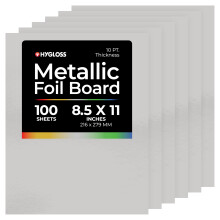 Arkusze kartonu Hygloss Metallic - 100 matowych srebrnych arkuszy 8,5 x 11 - Solidny 10 pkt. - Papier z folii metalicznej do rękodzieła Scrapbooking