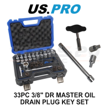 US PRO Tools 33pc 3/8" dr Master Oil Drain Plug Key Set 6245