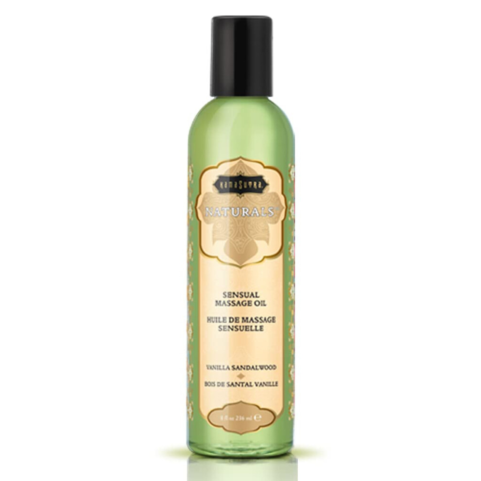 Kama Sutra Light Naturals Massage Oil Vanilla Sandalwood- 8 Fl Oz - Massage Oil For Body - Natural Carrier Oils - Sensual Massage For Couples Women And M