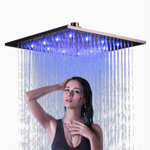 NeierThodore Pommeau de douche carr  LED  couleur changeante pour salle de bain, 40,6 cm, pomme de douche  effet de pluie, pulvrisateur ari