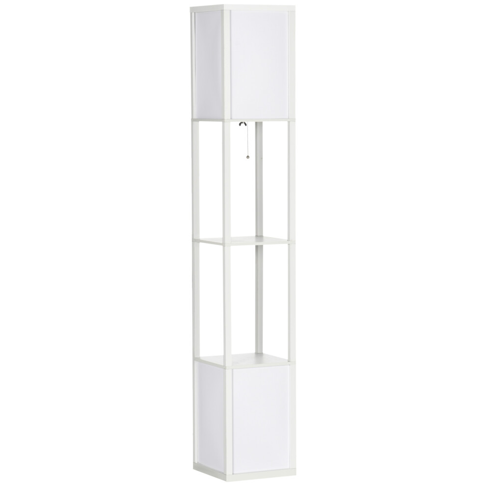 156cm White Floor Lamp Shelving Unit Metal Modern Design with Shelves for Living Space & Office-image-OPC-PMDXQGM-NEW