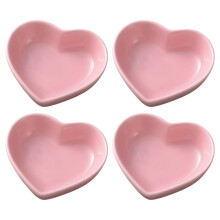 Heart Shaped Ceramic Side Dish Bowls 4 Pcs Pink Porcelain Dipping Sauce Dishes For Soy Ketchup Sushi Appetizers