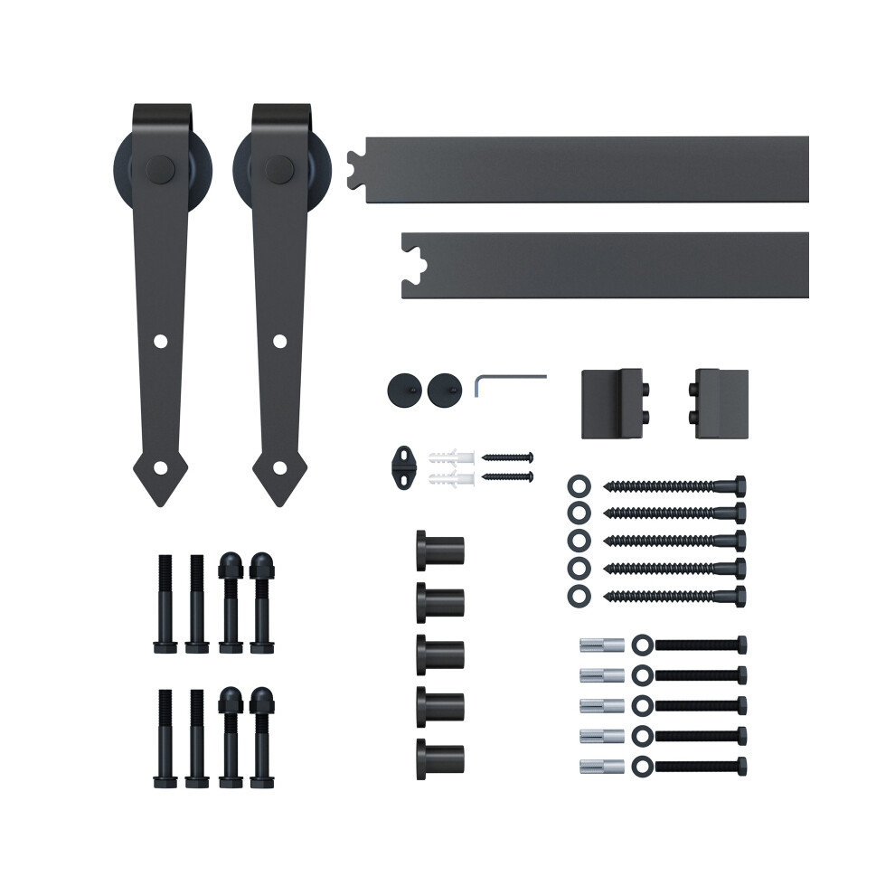 Single Wooden Door Sliding Kit 6.6FT Carbon Steel Barn Hardware Track System for Interior Doors Antique Style-image-OPC-PMDXRYB-NEW