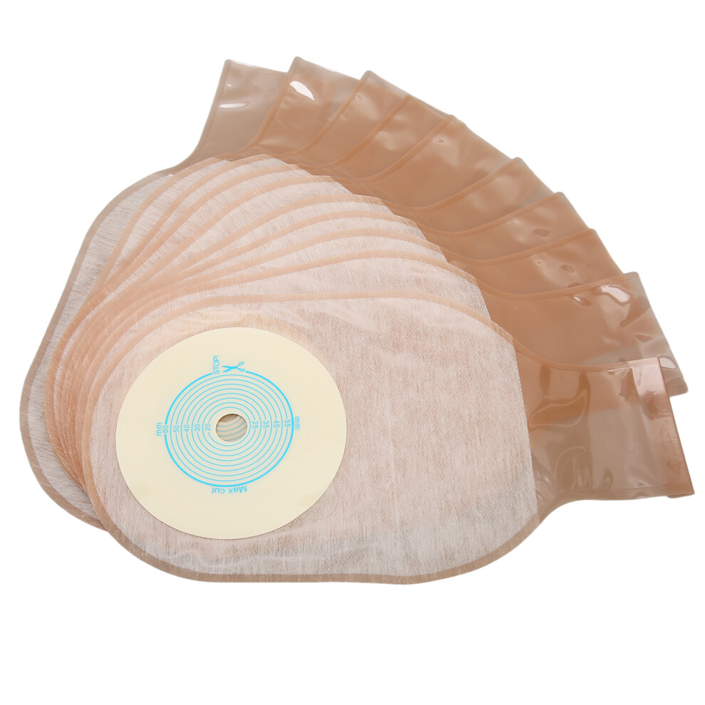 10 Pieces Skin-Friendly Disposable Ostomy Bags for Leak Prevention