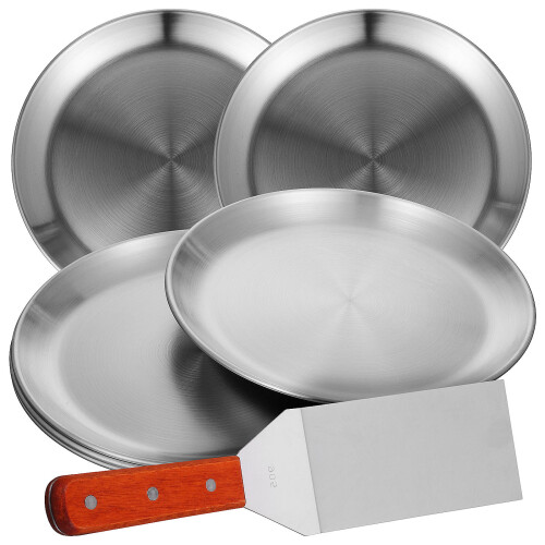 6 Panelas De Pizza Aço Inoxidável Com E