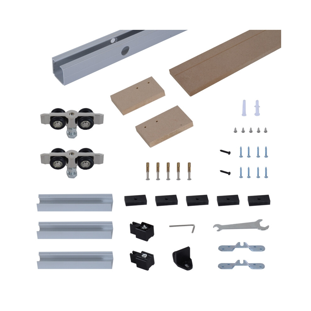 Heavy-duty Aluminum Sliding Barn Door Hardware System 6.5FT/2000mm for Wooden Doors-image-OPC-PMDXT9V-NEW