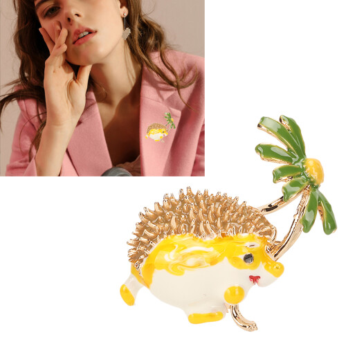 Igel-Blumenbrosche, Einheitsgröße, Gelb/Grün