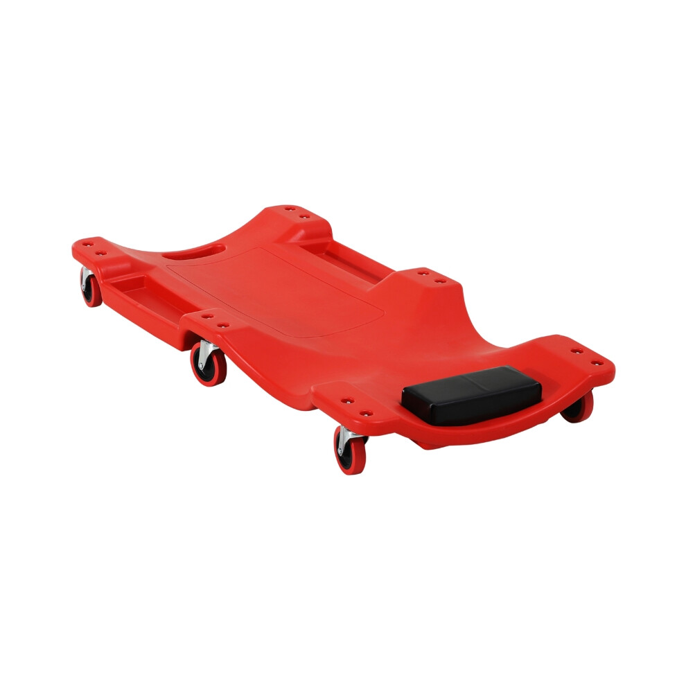 Red Car Service Creeper With Wheels And Headrest Heavy-Duty Vehicle Under-Car Crawler For Mechanics And Diy Repairs
