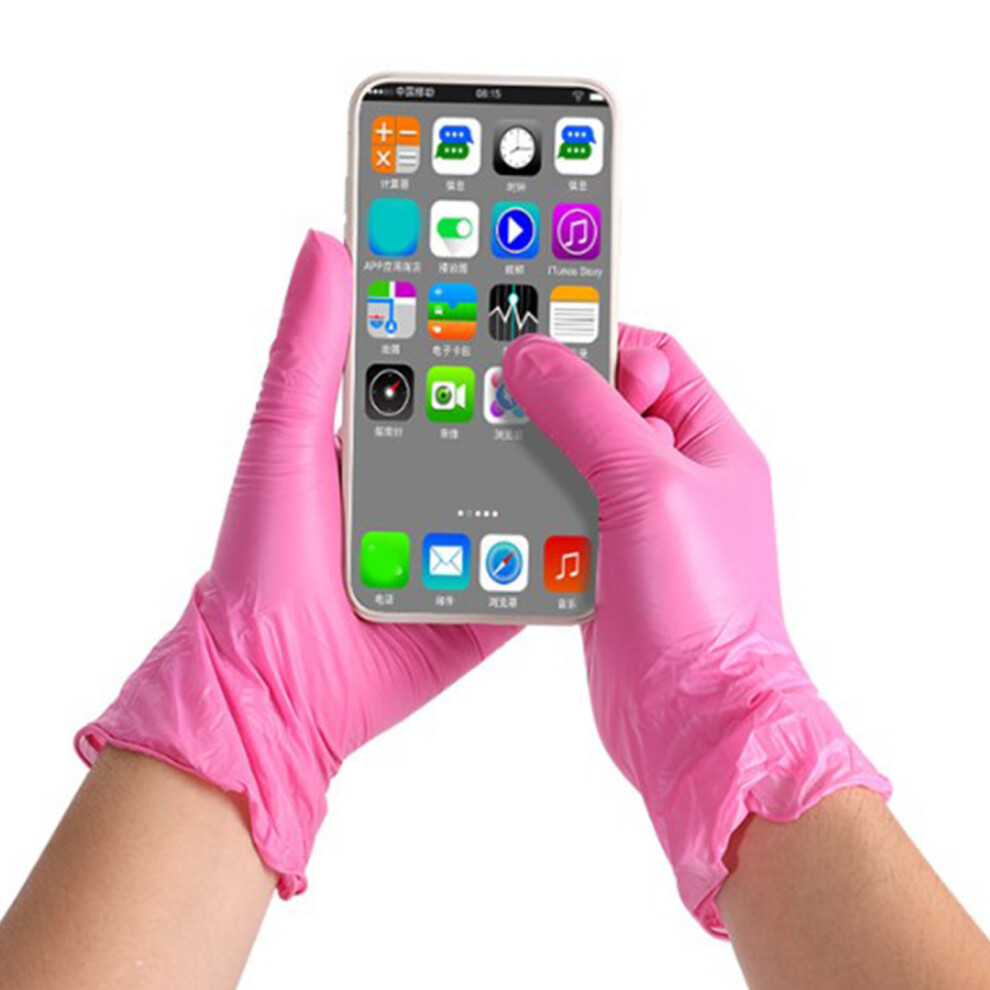 Pink Multi-Purpose Nitrile Gloves M 100Pcs For Safe & Clean Hand Use