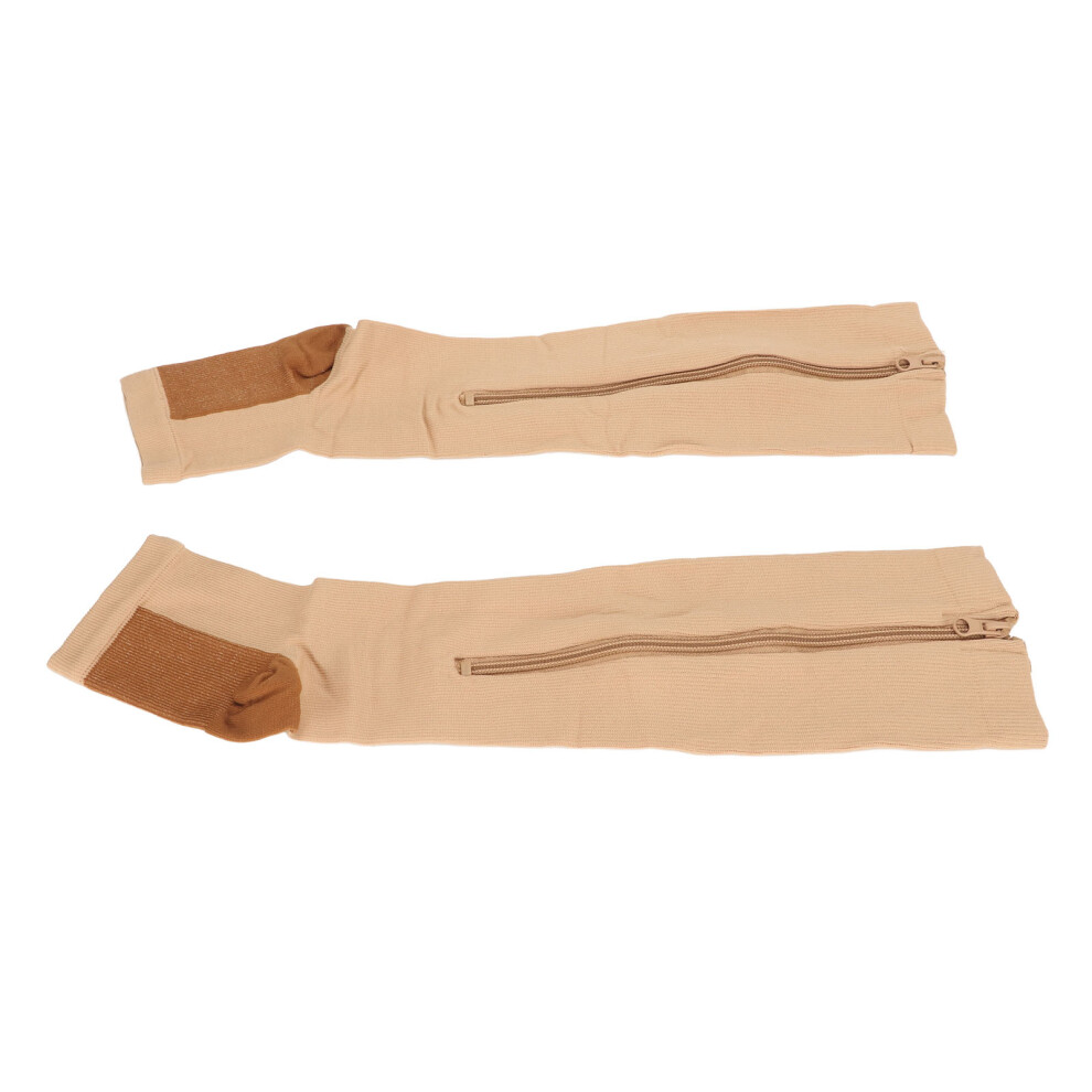 2Pcs High Stretch Zipper Compression Socks for Walking Running L/XL Skin & Copper