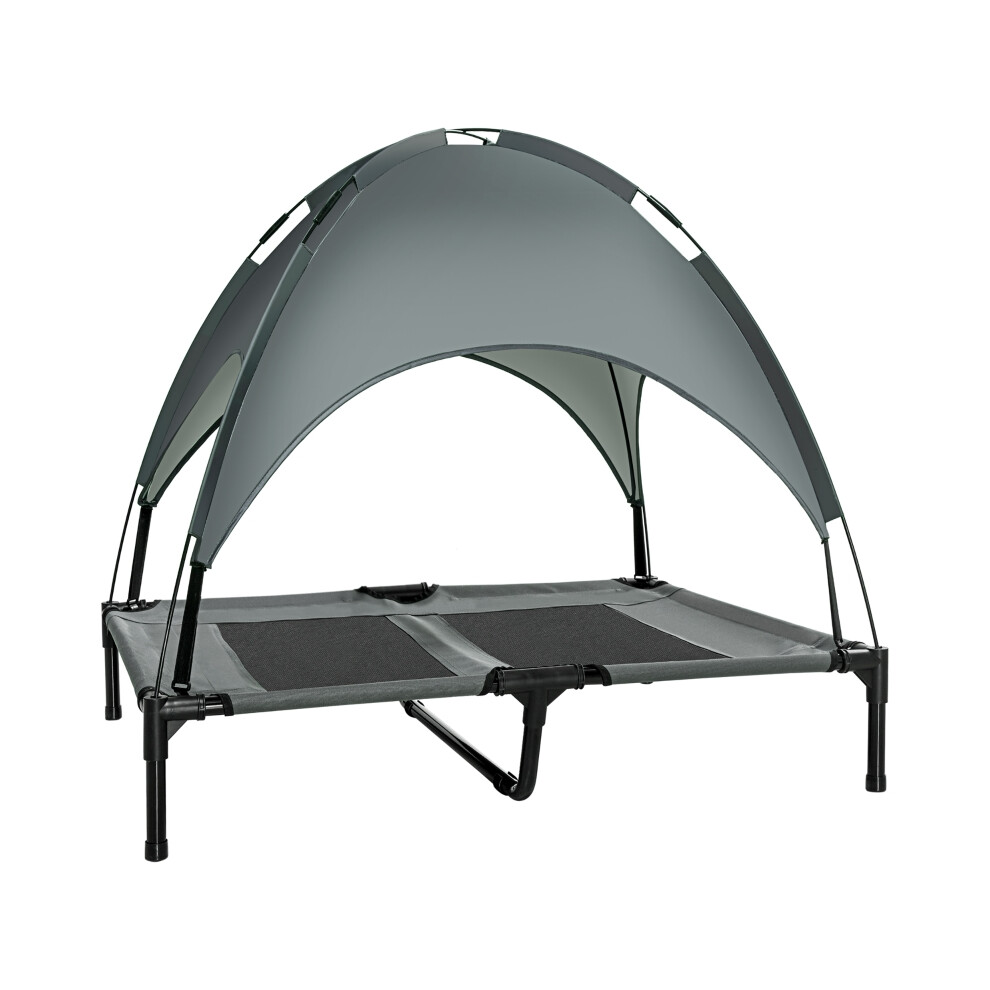 Outdoor Dog Bed Elevated Waterproof Pet Cot with UV Canopy Breathable Mesh for Large Dogs 92x76x90cm Grey-image-OPC-PMDXYV9-NEW