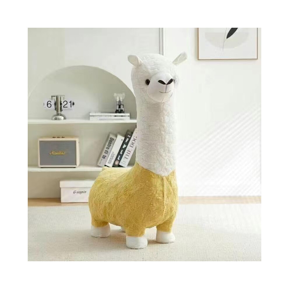 Alpaca Padded Footstool Wooden Multifunctional Cartoon Ottoman Animal Change Shoe Footstool For Living Room Model 02-image-OPC-PMDXZCN-NEW