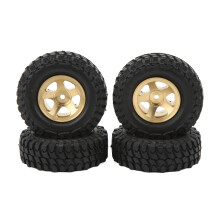 4Pcs Brass Wheel Hubs & Rubber Tires for FCX24 1/24 RC Crawler