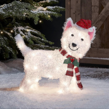 Decorazione da giardino con statuetta natalizia illuminata AURA a forma di cane Westie