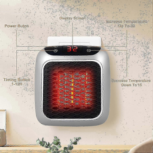 Φορητή κεραμική θερμάστρα χώρου 800W με τηλεχειριστήριο, οθόνη LED με χρονοδ 2