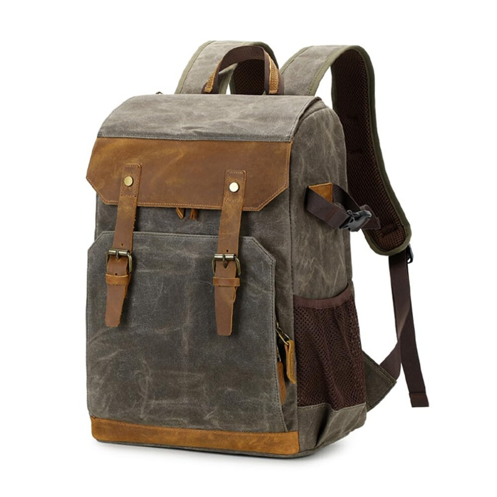 Batik Canvas Genuine Leather Photography Backpack Waterproof Slr Camera Bag With Laptop Compartment Tripod Holder 9354506506810