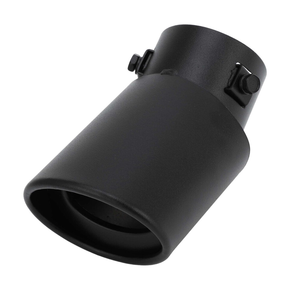 Universal Exhaust Tip 1.2-2.4 Inlet, 3.4 Outlet, 5.1 Length, Curved Slant Tailpipe, Bolt-On Stainless Steel Matte Black 9016109612403