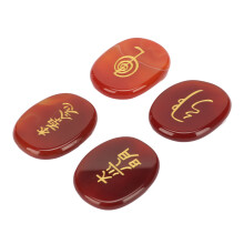 4 Stück natürlicher roter Achat flache ovale Reiki-Runensteine