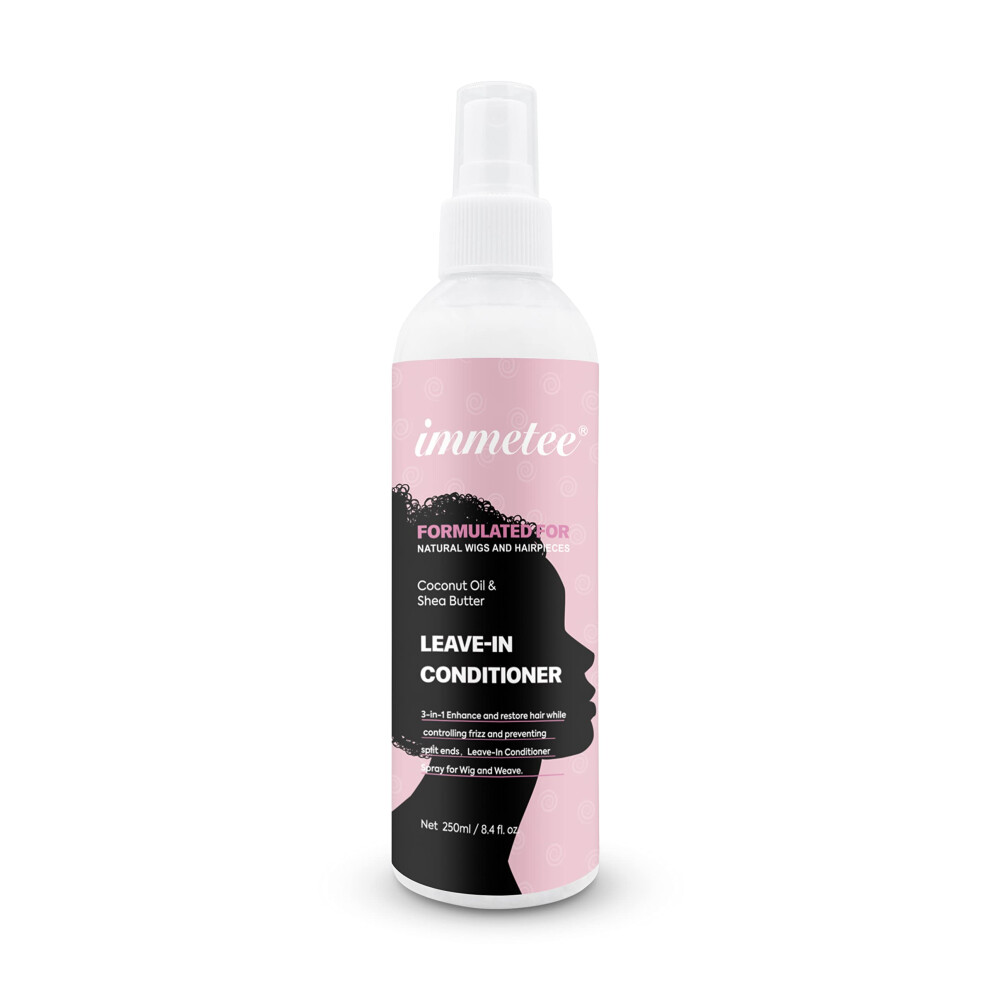 Unisex Black Wig Spray Leave-In Wig Conditioner Moisturizing Hydrating Detangler Hair Spray 250 Ml / 8.4 Fl Oz For Natural Wigs