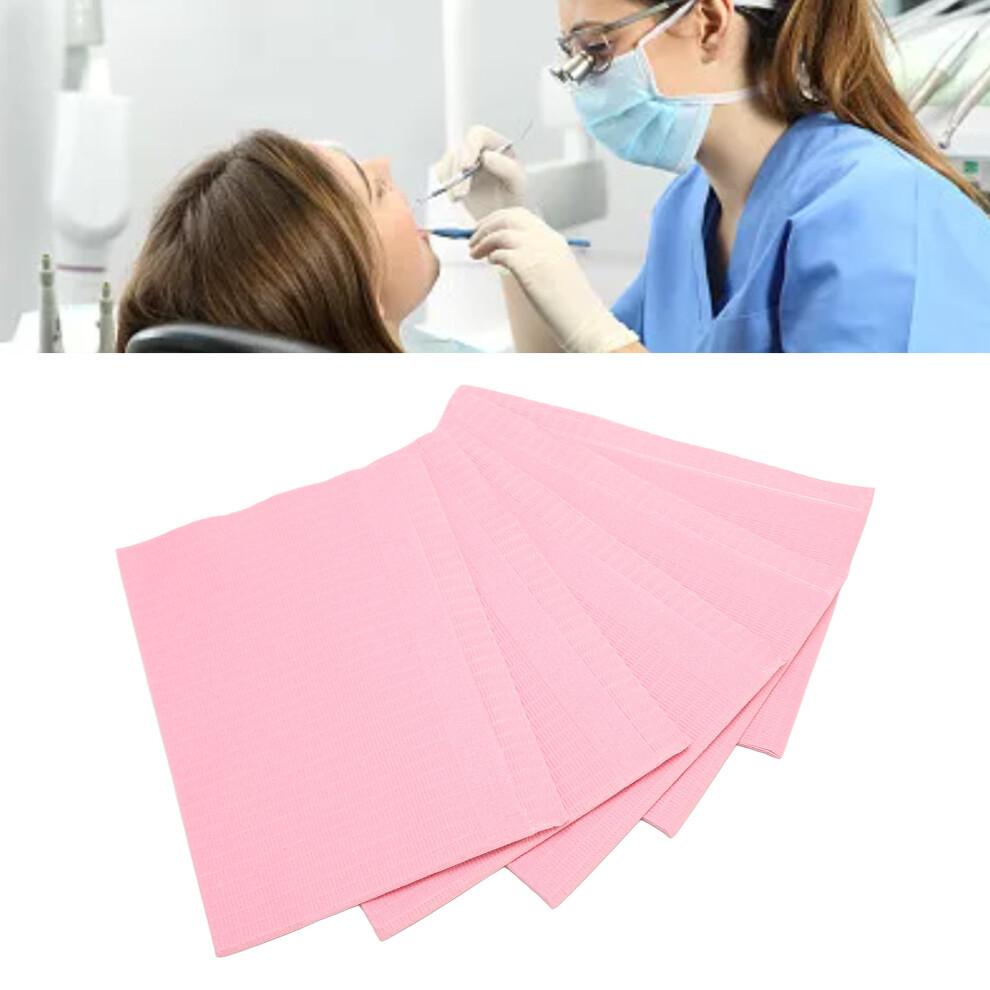 Pink 125Pcs Waterproof Disposable Dental Bibs 45X33cm