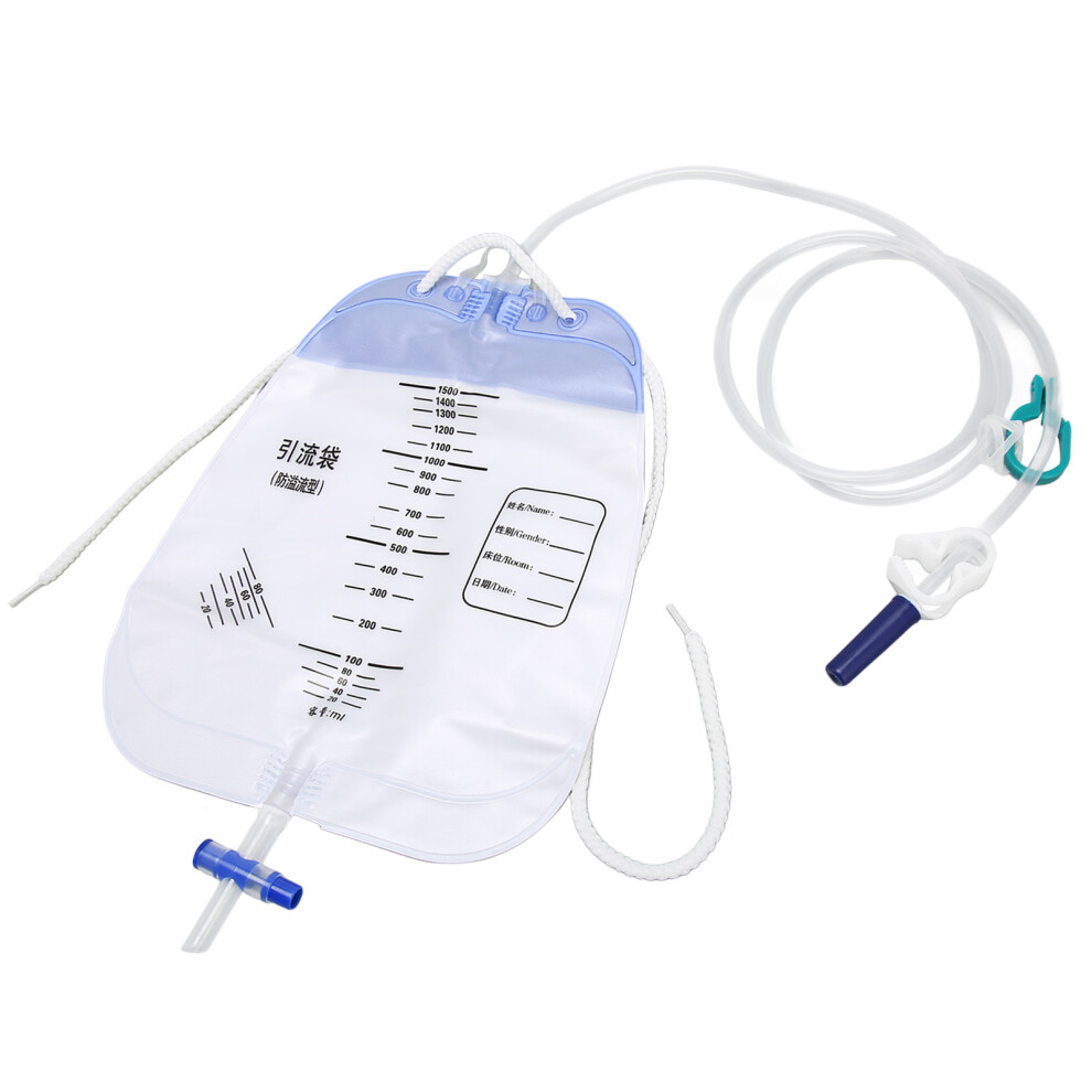5Pcs PVC Urinary Drainage Bags 1500ml Anti-Reflux Disposable