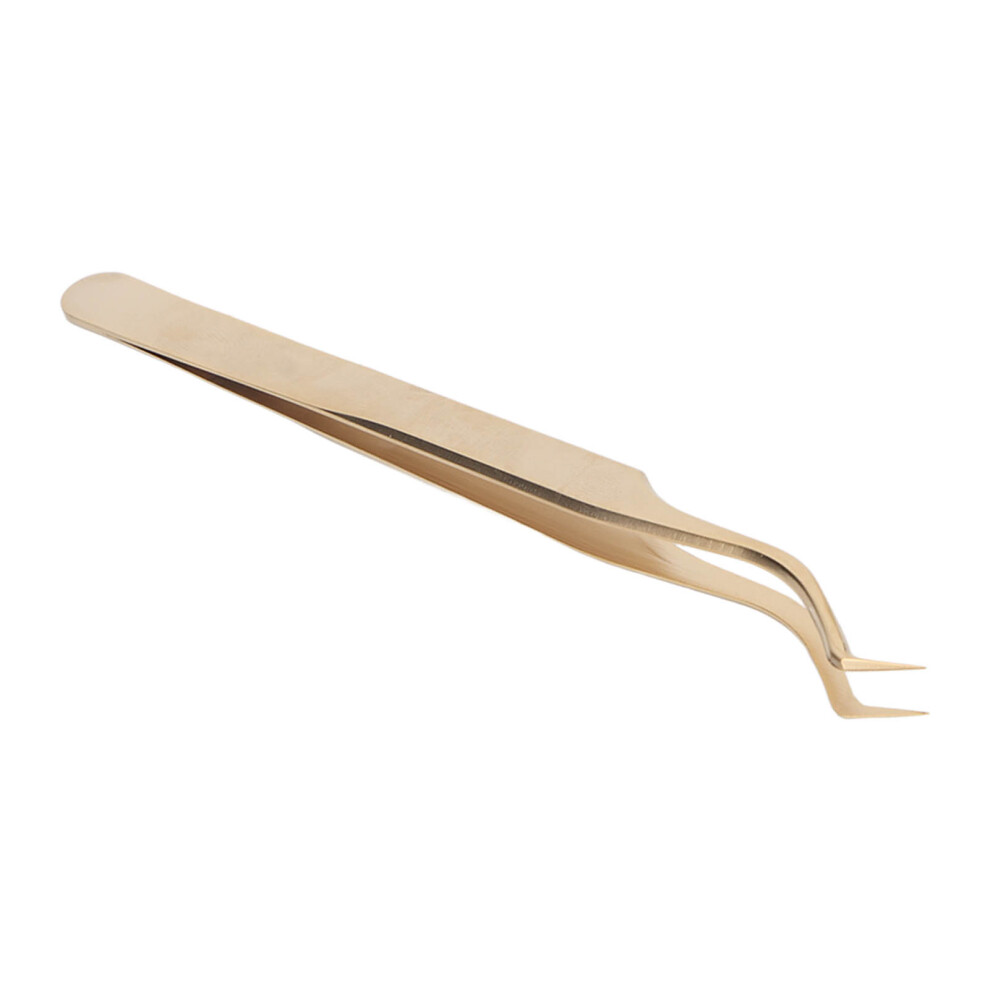 Golden Professional S-Curved Tweezer For Eyelash And Nail Art