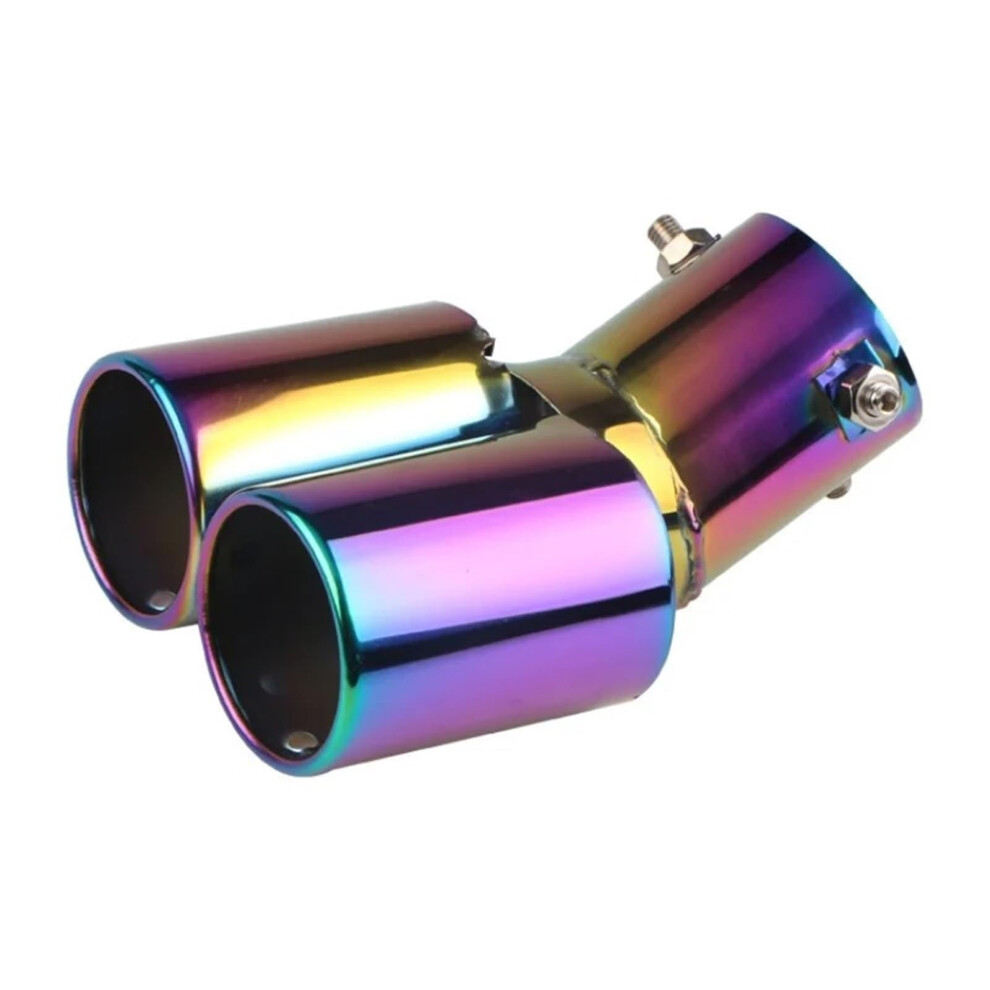 Tail Muffler Stainless Steel Double Tube Tail Pipe For Exhaust Modification, Curved Throat Pipe With Flat Mouth 9354506507909