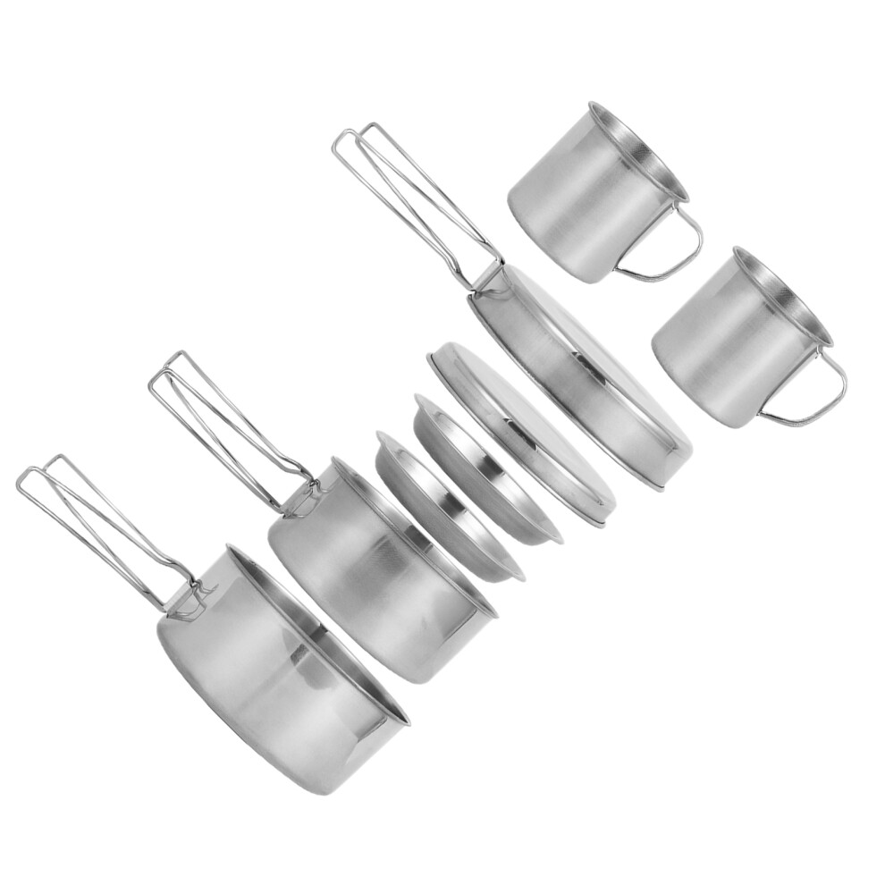 8x Versatile Pack Of 8 Outdoor Camping Cookware 410 Stainless Steel-image-OPC-PMF77NP-NEW