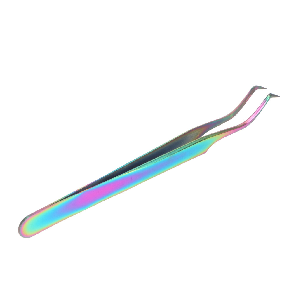 Unisex Stainless Steel Curved Lash Tweezers For Eyelash Extensions, Precise Clamping