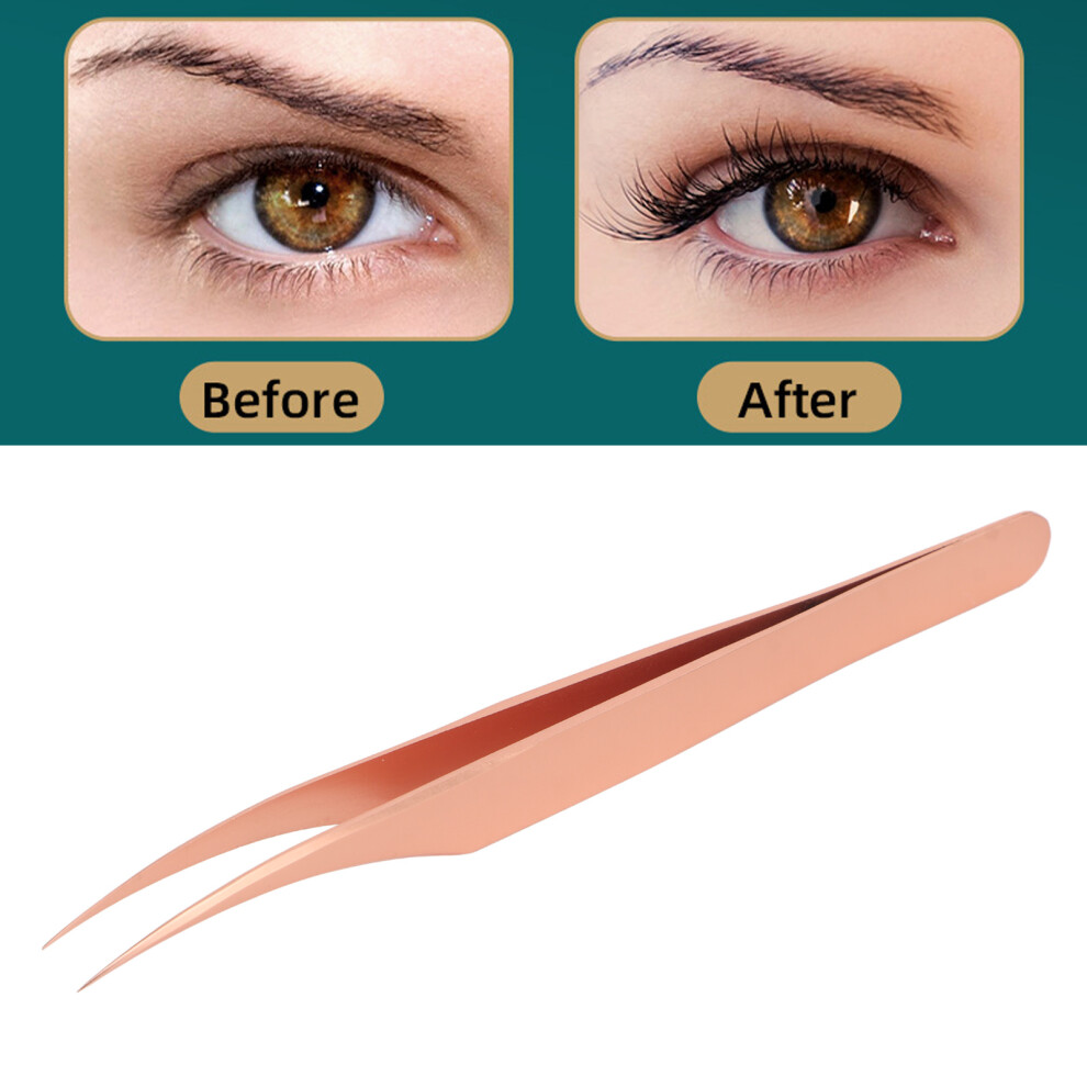 Gold Lash Extension Tweezers Stainless Steel Tightly Tip Rose Precise Lash Tool